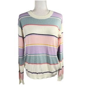Splendid New w Tag ! XSmall Multicolored Shore Striped Ribbed Pullover Sweater